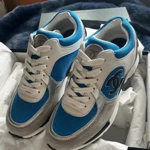 【SALE】CHANEL  34  春夏　さわやかワンピース　青白 SALE】CHANEL 34 春夏 さわやかワンピース 青白 SALE】CHANEL 34